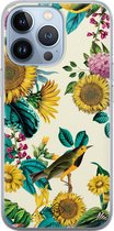 Casimoda® hoesje - Geschikt voor iPhone 13 Pro - Zonnebloemen / Bloemen - Siliconen/TPU telefoonhoesje - Backcover - Bloemen - Geel