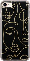 Casimoda® hoesje - Geschikt voor iPhone 8 - Abstract Faces - Siliconen/TPU telefoonhoesje - Backcover - Geometrisch patroon - Zwart