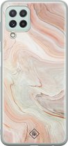 Casimoda® hoesje - Geschikt voor Samsung A22 4G - Marmer Waves - Backcover - Siliconen/TPU - Roze
