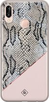 Casimoda® hoesje - Geschikt voor Huawei P20 Lite (2018) - Snake Print - Siliconen/TPU - Soft Case - Roze - Slangenprint