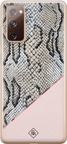 Casimoda® hoesje - Geschikt voor Samsung S20 FE - Snake Print - Backcover - Siliconen/TPU - Roze