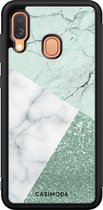 Casimoda® hoesje - Geschikt voor Samsung Galaxy A40 - Minty Marmer Collage - Zwart TPU Backcover - Marmer - Blauw
