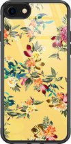 Casimoda® hoesje - Geschikt voor iPhone 8 - Bloemen geel flowers - Luxe Hard Case Zwart - Backcover telefoonhoesje - Geel