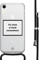 Casimoda® hoesje met koord - Geschikt voor iPhone XR - Wine O'clock - Afneembaar koord - Siliconen/TPU - Transparant