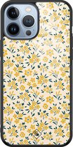 Casimoda® hoesje - Geschikt voor iPhone 13 Pro Max - Yellow Garden - Luxe Hard Case Zwart - Backcover telefoonhoesje - Geel