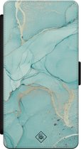 Casimoda® bookcase - Geschikt voor Samsung Galaxy S21 - Hoesje met pasjeshouder - Marmer mint groen - Mint - Kunstleer