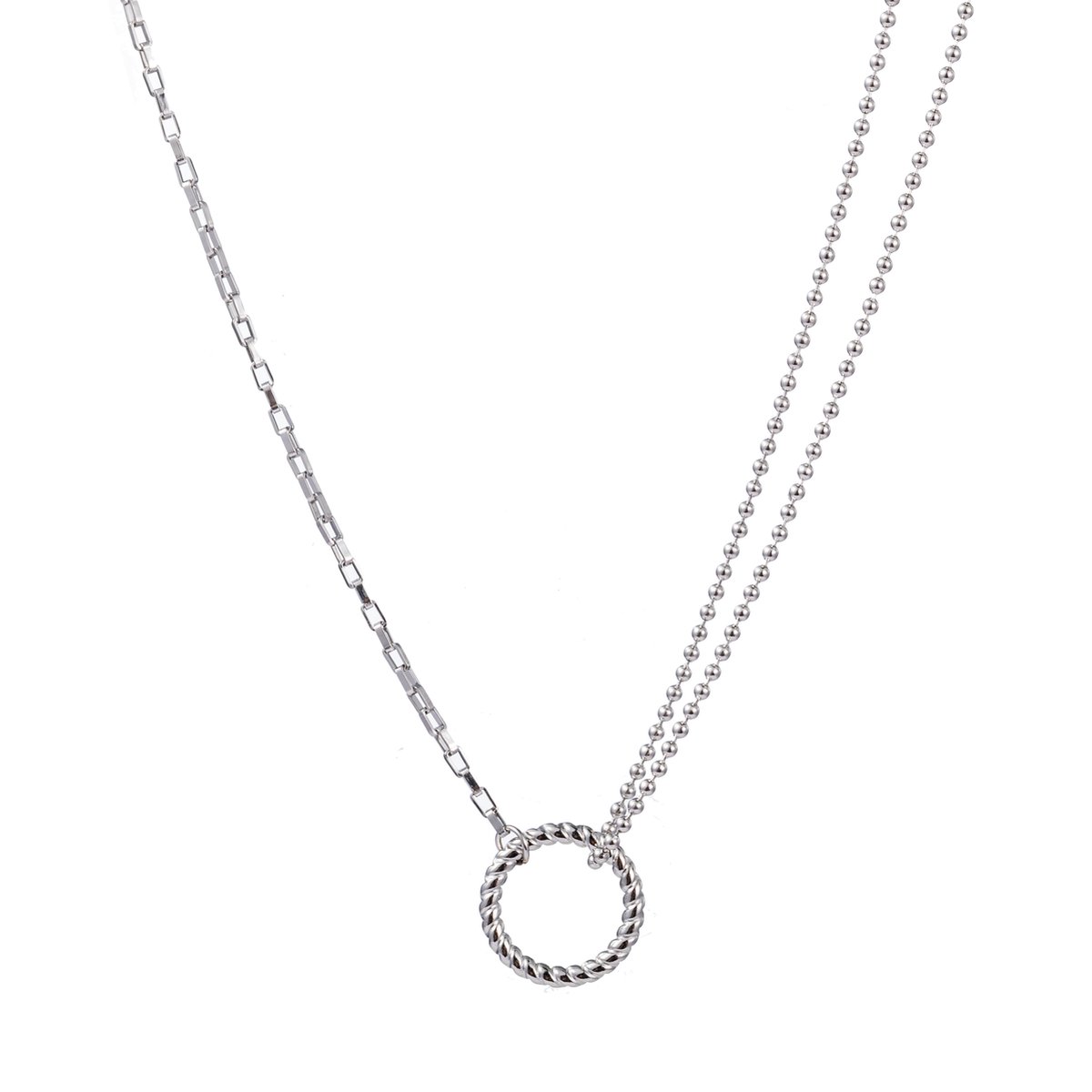 Go Dutch Label Collier twisted circle zilver N2786-1