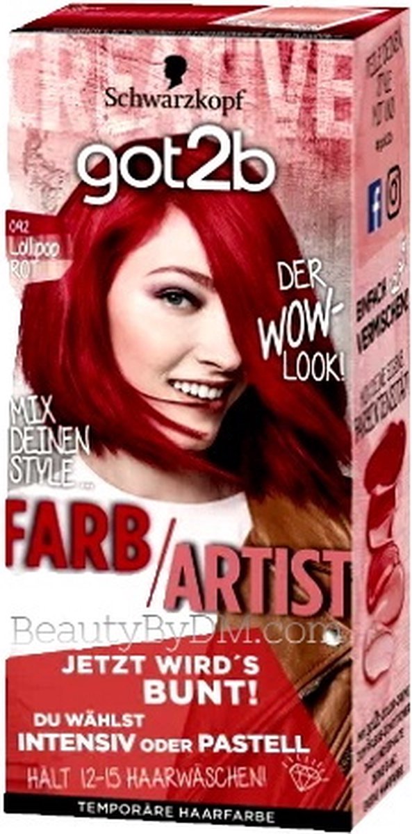 Schwarzkopf Got2b Colour/Artist haarkleur, 092 Lollipop Red 80 ml