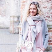 LOT83 Sjaal Fem - Vegan leren sluiting - Omslagdoek - Ronde sjaal - Twin Roze & Grijs - 1 Size fits all