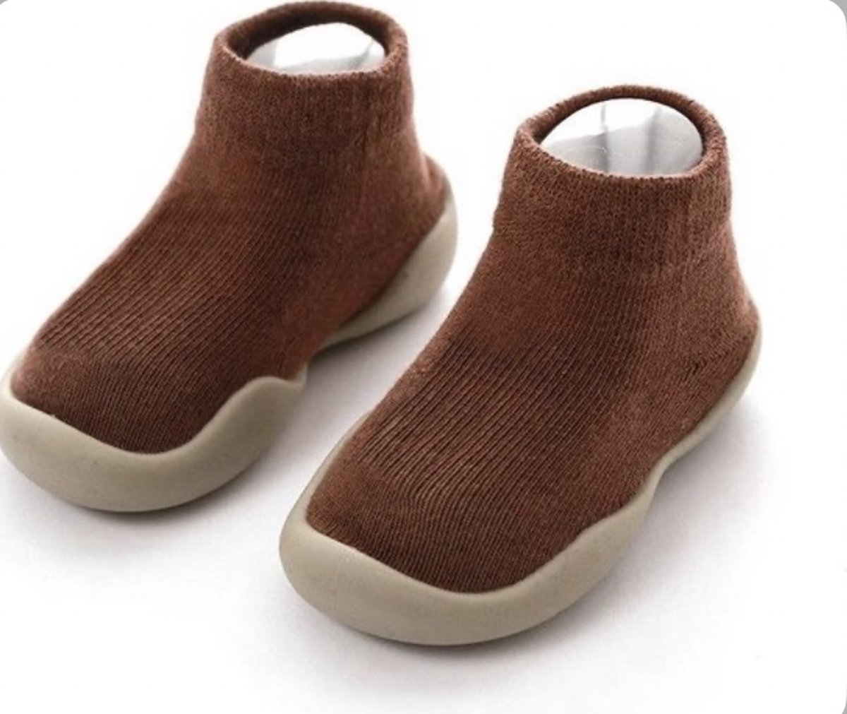 Antislip baby schoentjes – maat 24/25 – 15 cm - Mocca