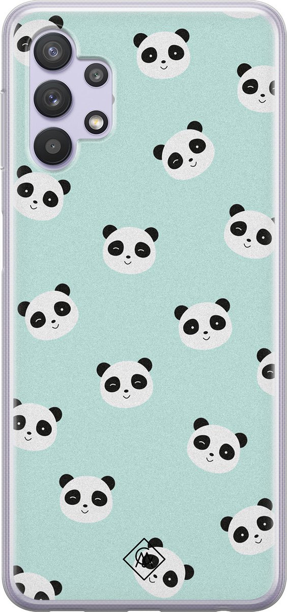 Casimoda® hoesje - Geschikt voor Samsung A32 5G - Panda Print - Backcover - Siliconen/TPU - Mint