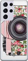 Casimoda® hoesje - Geschikt voor Samsung S21 Ultra - Hippie Camera - Backcover - Siliconen/TPU - Roze