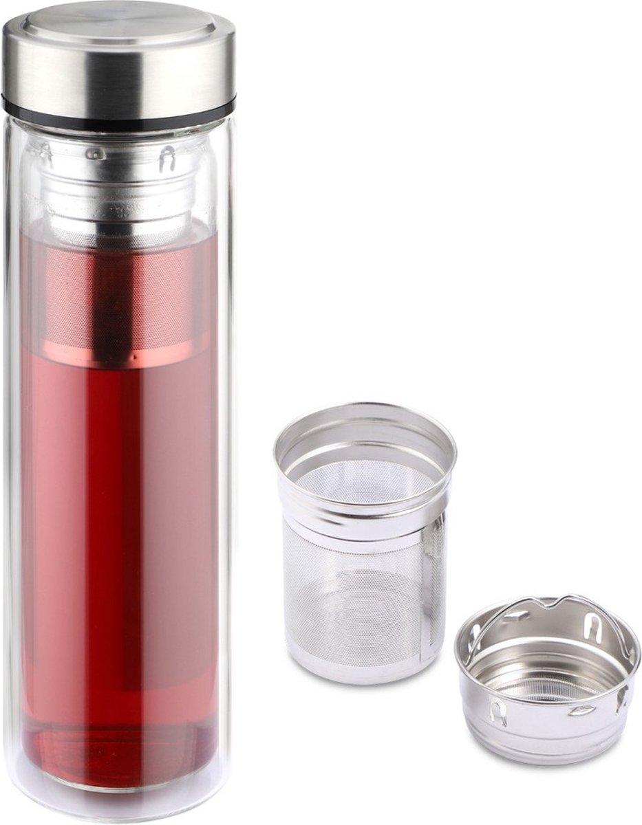 Dubbelwandige Fles Met Theefilter, 450 ml - Weis