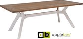 AppleBee Viking tuintafel wit aluminum met FSC® Recycled Teak tafelblad showroommodel