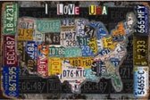 Wandbord - I Love USA - Kenteken Platen