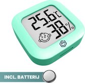 Ease Electronicz Hygrometer groen - Weerstation - Luchtvochtigheidsmeter - Thermometer Voor Binnen - Incl. Batterij en plakstrip