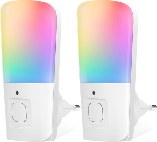 2 Stuks Led Multi Color Nachtlampje – 1 Watt – Dag & Nacht Sensor – Stopcontact – nachtlampjes baby – kinderen – volwassenen – nachtlamp babykamer…