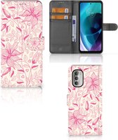 Telefoon Hoesje Motorola Moto G51 5G Magnet Case Pink Flowers