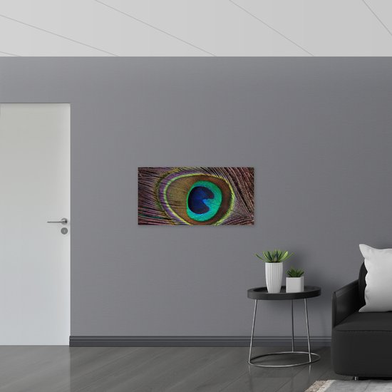 WallClassics - Sticker Muursticker - Oeil de Plume de Paon - 100x50 cm Photo sur Sticker Muursticker