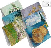 Wenskaarten set Van Gogh - Voordeelset: 18 dubbele kaarten met enveloppen - blanco wenskaarten zonder tekst