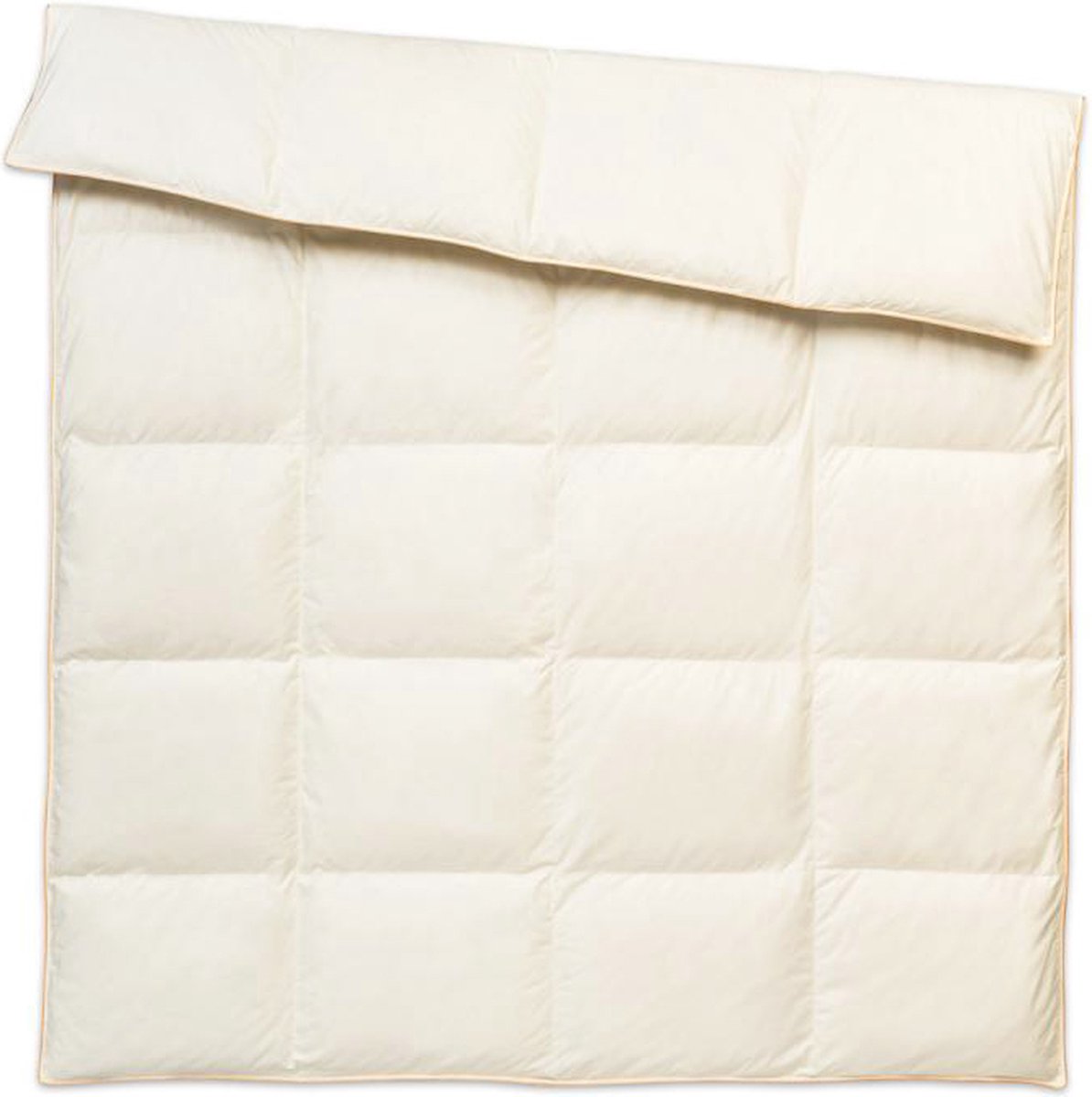 Donzen Dekbed – 160x200cm – 2.5kg Vulling 1-Persoons Ganzendons Dekbed – 100% Katoenen Tijk - Satijnen Bies – Kleur Crème –Herfst/Winter Seizoen + Kussens 70x80cm + 50x60cm + 40x40cm thumbnail 5