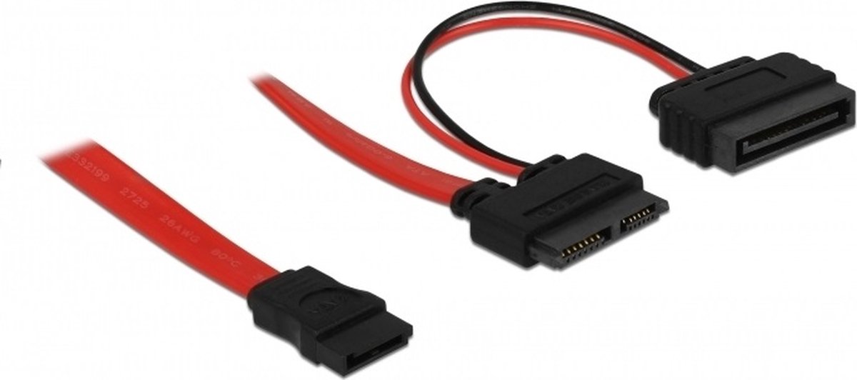 Slim SATA (v) - SATA data (v) + SATA voeding (m) kabel / SATA600 - 6 Gbit/s - 0,30 meter