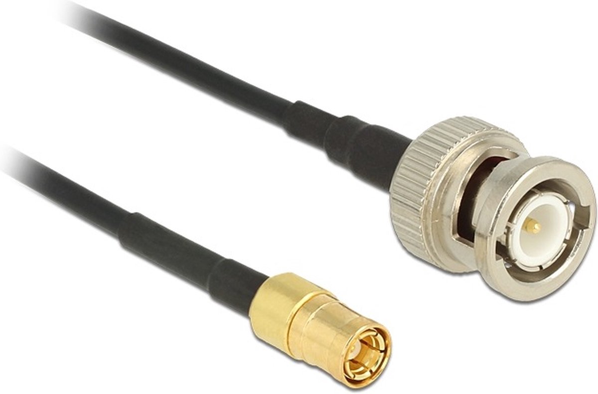SMB (m) - BNC (m) kabel - RG174 - 50 Ohm / zwart - 1 meter