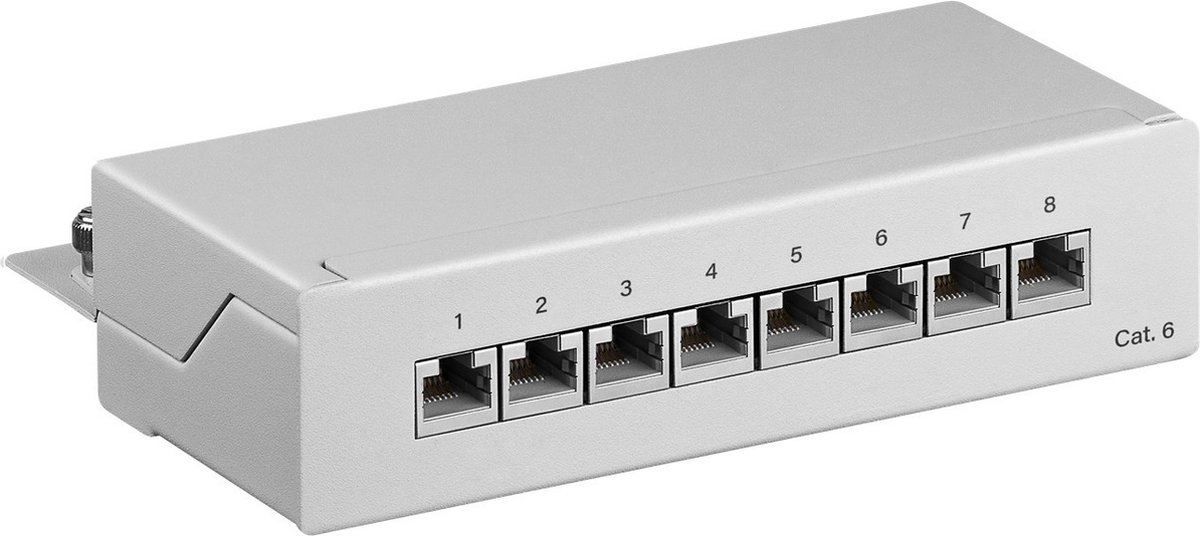 CAT6 Gigabit Desktop Patch Panel 1U met 8 poorten - afgeschermd / grijs