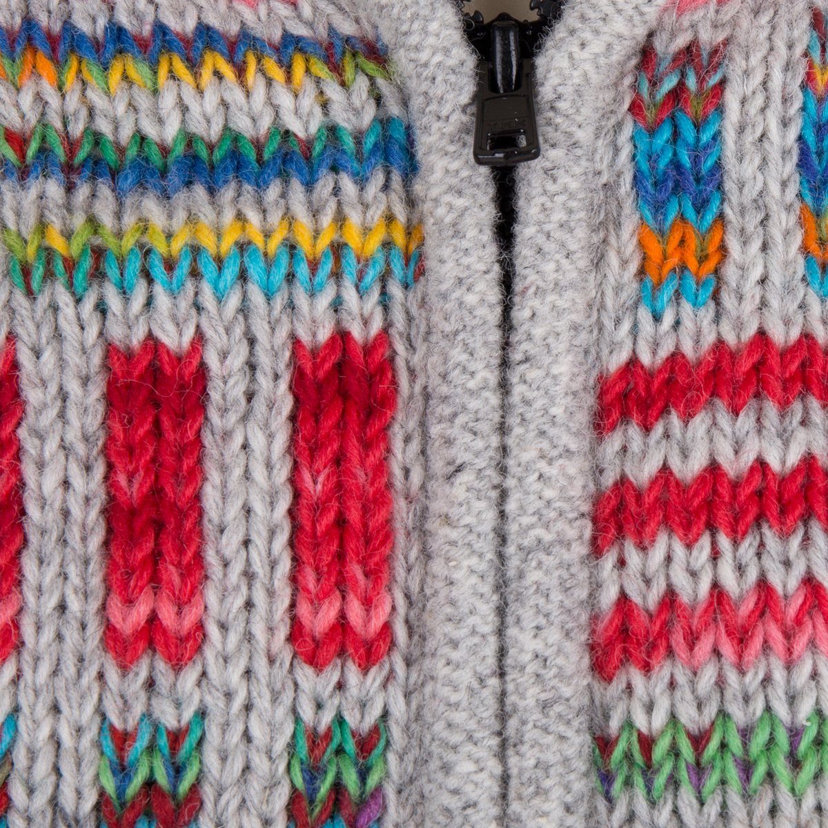 Gebreid Wollen Dames Vest van Schapenwol met Katoenen Voering en afneembare capuchon SHAKALOHA W Tictac ZH Greymulti