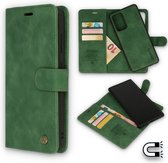 Casemania Hoesje Geschikt voor Apple iPhone 14 Pro Max Olive Green - 2 in 1 Magnetic Book Case