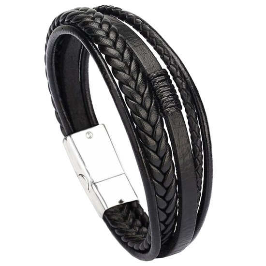 BG 007 FG Black leren armband 14k gouden vingerafdruk BG 007 FG Black leren armband 14k gouden vingerafdruk