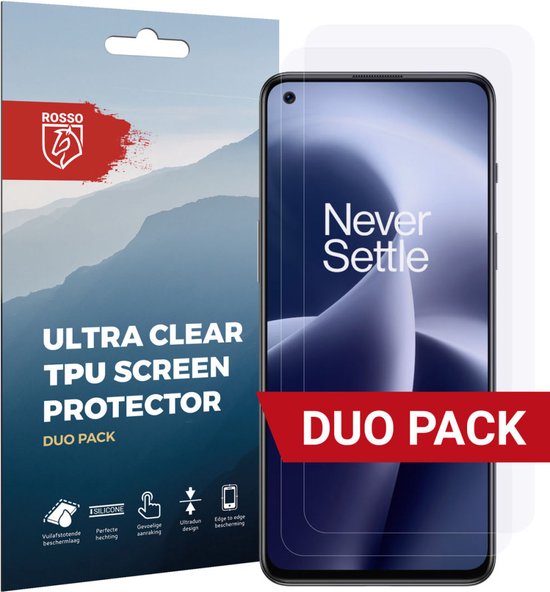 Verpakking en twee TPU screenprotectors voor een OnePlus telefoon.