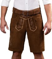 Tannhauser Lederhose Brixental met Riem Echt Leder Kort Oktoberfest Heren Carnavalskleding Heren Lederhosen Man - Leer - Donkerbruin - XXL