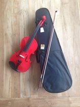 Serafs W34R rode 3/4 viool in koffer met accessoires, massief blad voor kinderen >8j