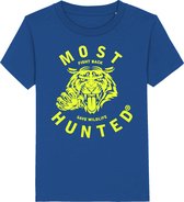 Most Hunted - kinder t-shirt - tijger - blauw - fluor geel - maat 122/128