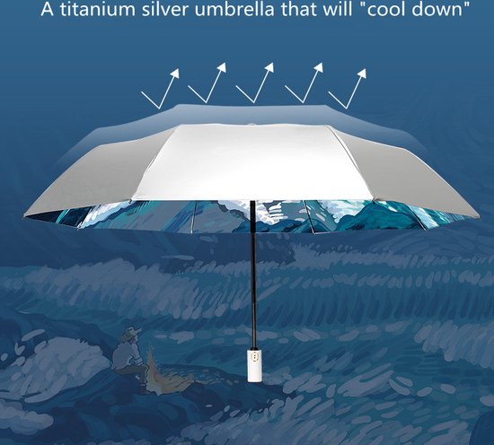 Parapluie Pliant Automatique DURABLE - Noir, Anti-UV, Résistant Au Vent