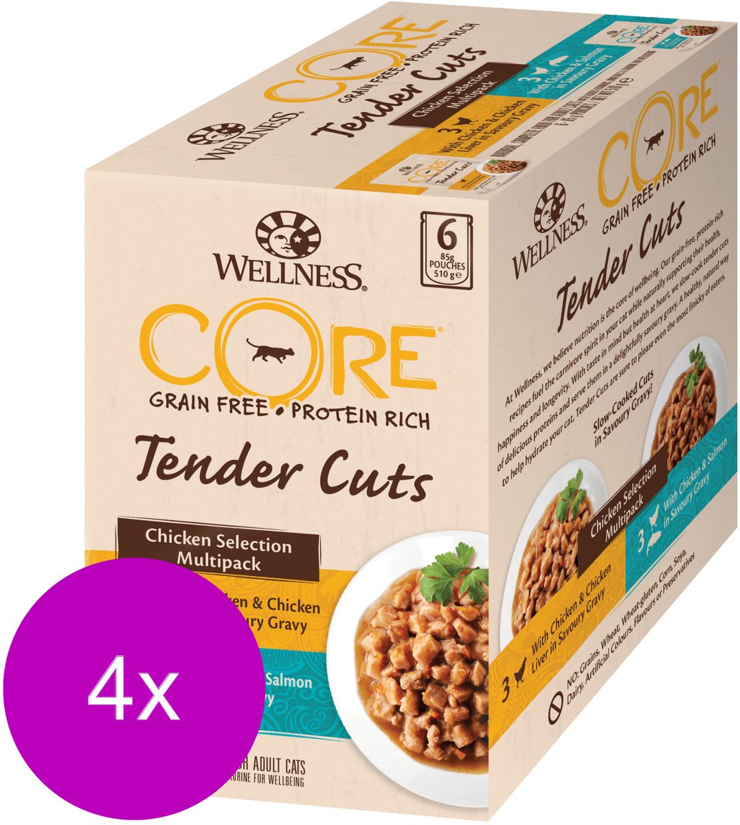 Wellness Core Wellness Core Tender Cuts Chicken Selection - Kattenvoer - 4 x Kip 6x85 g