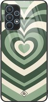 Casimoda® hoesje - Geschikt voor Samsung Galaxy A32 5G - Hart Swirl Groen - Luxe Hard Case Zwart - Backcover telefoonhoesje - Groen