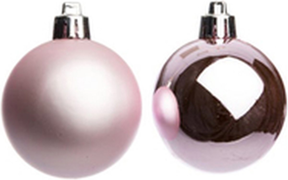 Luxe Kerstballen Set - Roze - Glans / Mat - Kunststof - Ø 6 cm - Set van 12 - Kerst - Kerstbal - Kerstboom