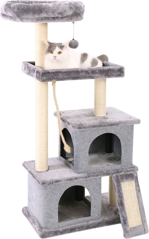 Happyment® Luxe Krabpaal voor Katten - Zachte Kattenmand hangmat - Grijs - Kattenspeelgoed - Geschikt voor kleine kittens - 127 CM