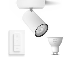 Philips Hue Kosipo Opbouwspot (Wit) - Warmwit Licht - Incl. Hue Dimmer Switch - Wandspot of…