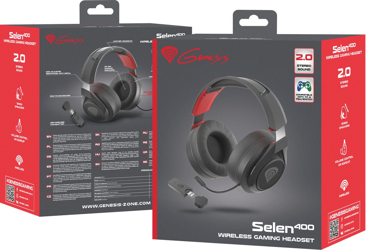 Genesis Selen 400 Gaming Headset draadloos voor de PC Playstation 4 en Nintendo Switch