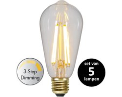 3 standen Edison lamp - 6.5W - set van 5