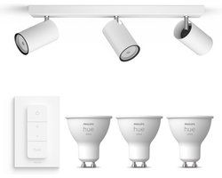 Philips Hue Kosipo Opbouwspot (Wit) - Warmwit Licht - Incl. Hue Dimmer Switch - Plafondspot met 3…