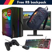 ScreenON - Racing Gaming Set + Red Bull Backpack - F1114024 - (GamePC.F11040 + 24 Inch Monitor + Toetsenbord + Muis + Controller + Gratis Red Bull Backpack)