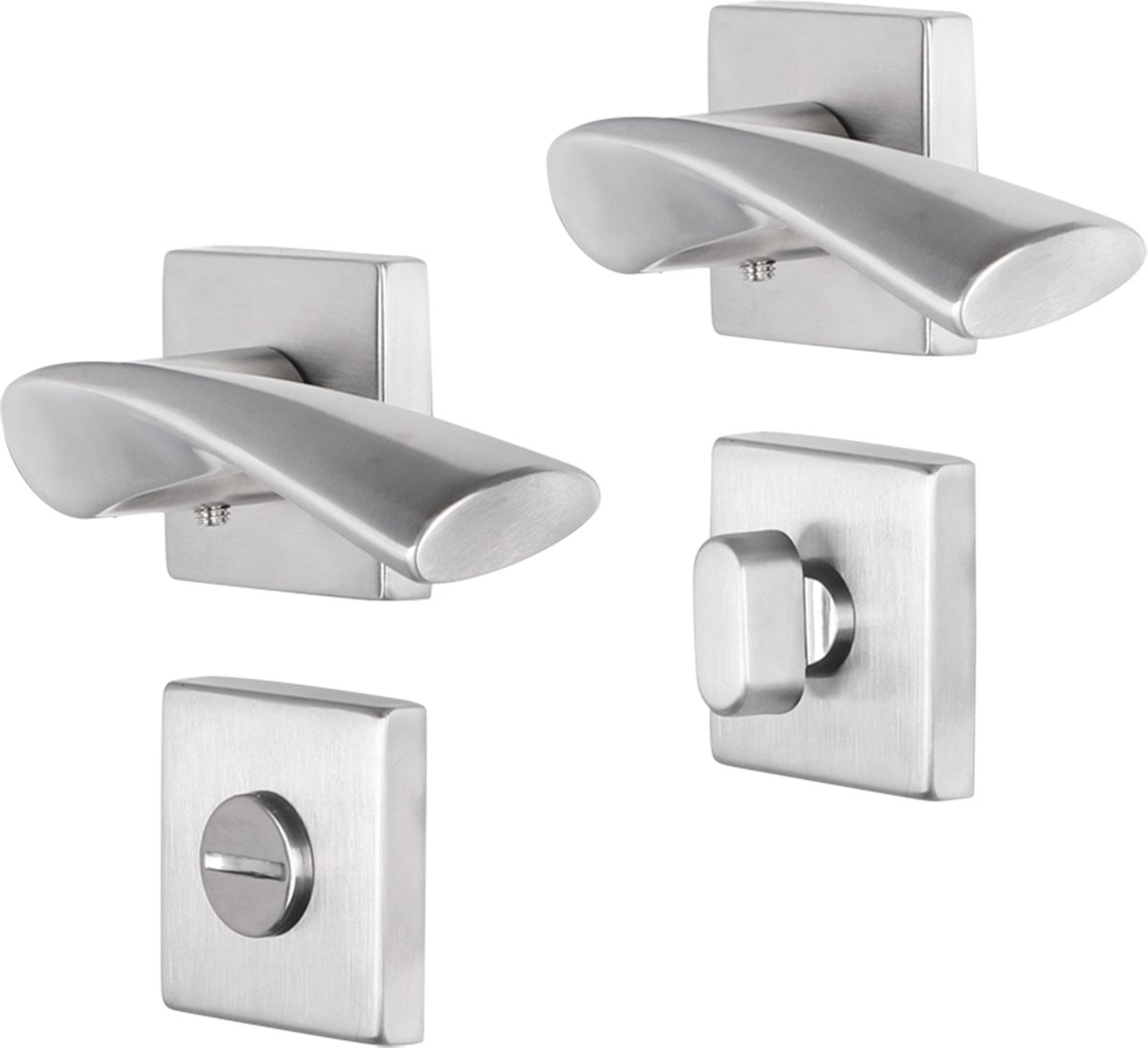 Deurkruk - Impresso Wigston - Voor binnen - Vierkant met vierkant toiletrozet - RVS - 2 stuks