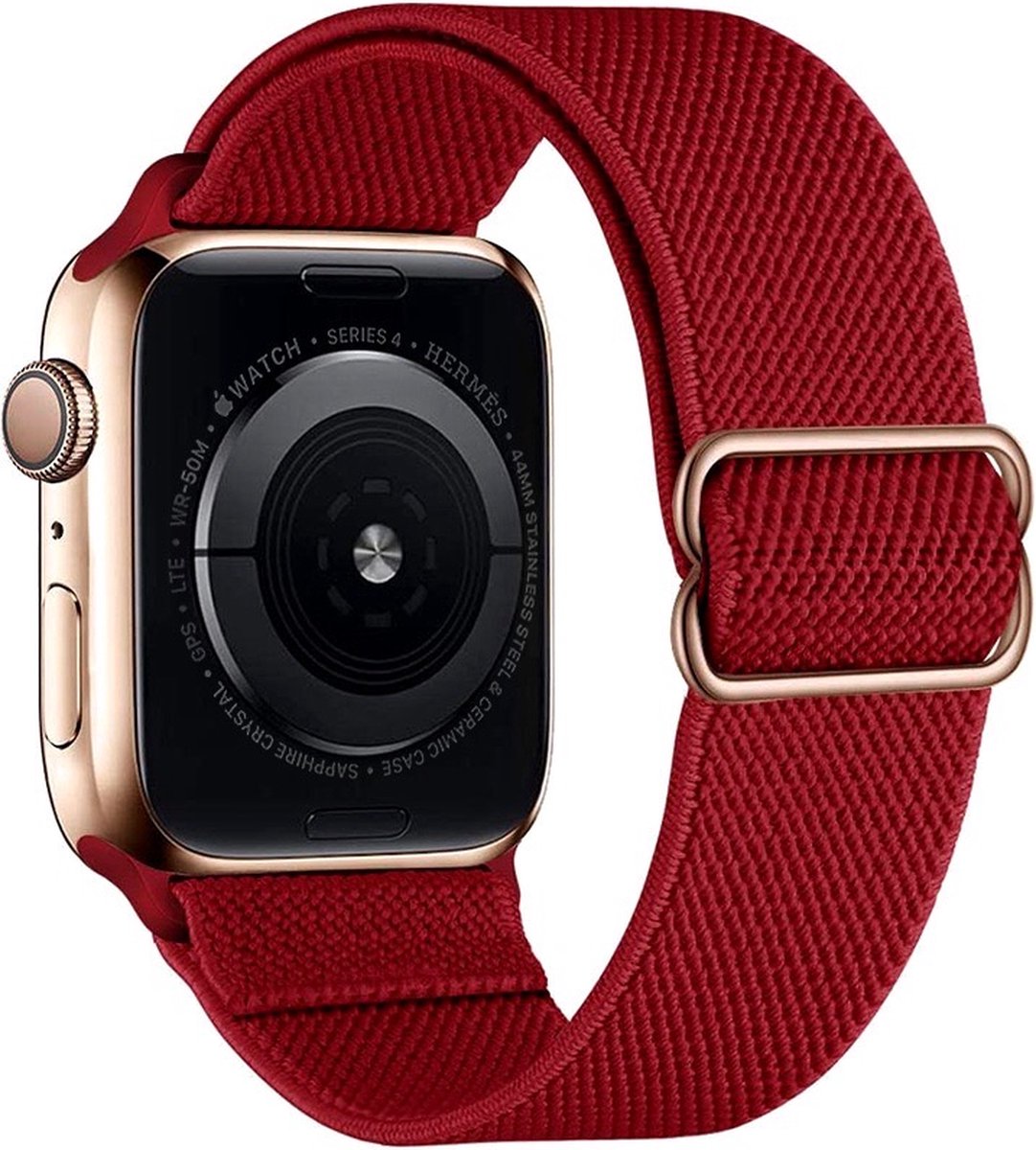 Geschikt voor Apple Watch Bandje 38/40/41mm - Nylon Verstelbaar - Rood