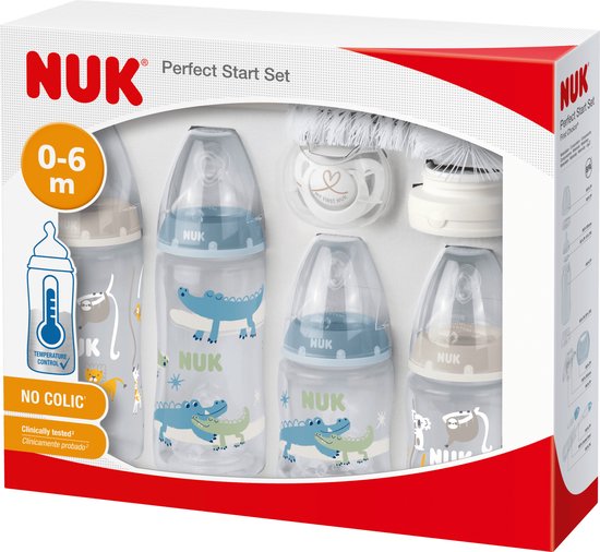 NUK First Choice+ - Biberons pour bébé - 6 à 18 mois - Valve anti-colique -  Sans BPA - 300 ml - Tétine en silicone - Avec contrôle de la température 