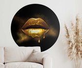 Muurcirkel Golden lips - Wallz | Forex | Ø80cm | Inclusief ophangsysteem