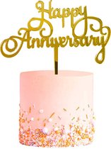 Huwelijks TaartTopper Anniversary Goud TaartDecoratie Cake Topper Taart Topper Decoratie Bruiloft Goud – 1 Stuk